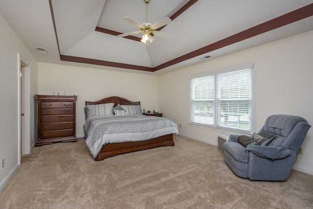 4129 Amberwood Ct, Lexington, KY 40513 - bedroom with carpet flooring, a tray ceiling, ceiling fan, and lofted ceiling