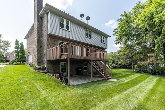 4129 Amberwood Ct, Lexington, KY 40513 - back of property featuring a chimney, a patio area, a deck, and a lawn