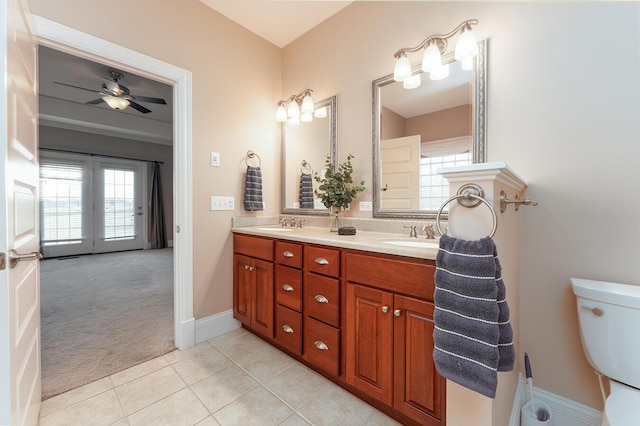 168 Master Ct, Hustonville, KY 40437 - full bath featuring double vanity, tile patterned flooring, and a ceiling fan
