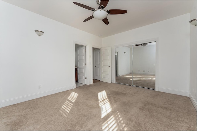 168 Master Ct, Hustonville, KY 40437 - unfurnished bedroom featuring carpet flooring, a closet, and a ceiling fan