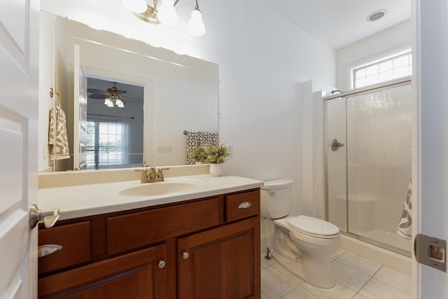168 Master Ct, Hustonville, KY 40437 - full bathroom featuring tile patterned flooring, a shower stall, vanity, and plenty of natural light