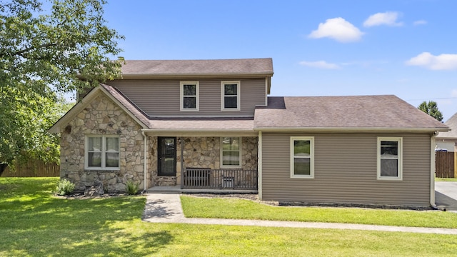 106 Louisa Ln, Georgetown, KY 40324 - traditional-style house featuring covered porch, stone siding, and a shingled roof