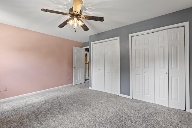 106 Louisa Ln, Georgetown, KY 40324 - unfurnished bedroom featuring carpet, two closets, and ceiling fan