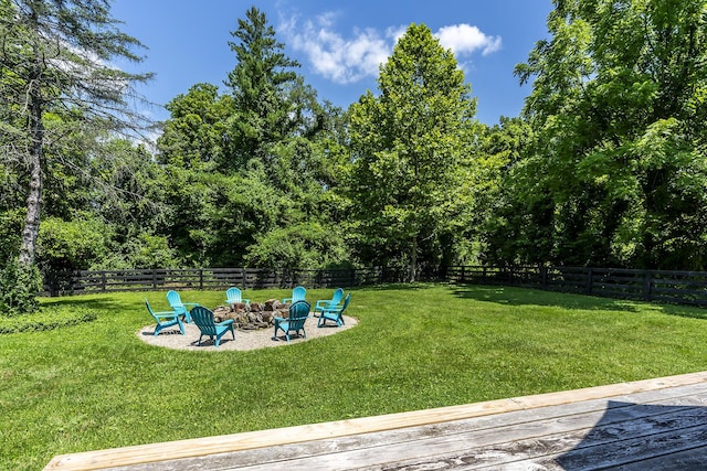 321 Center St, Berea, KY 40403 - fenced backyard with a fire pit and a wooden deck
