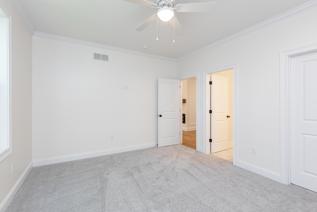 128 Bethany Trce, Lancaster, KY 40444 - unfurnished bedroom with ornamental molding, carpet, connected bathroom, and a ceiling fan
