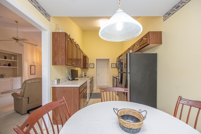 3965 Wyndham Rdg, Lexington, KY 40514 - dining room featuring ceiling fan, built in features, and light carpet