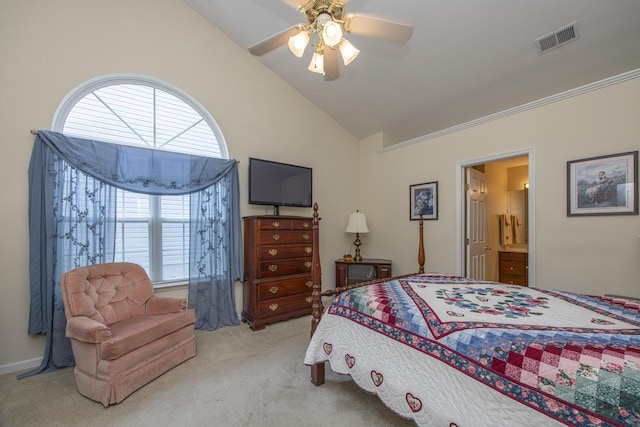 3965 Wyndham Rdg, Lexington, KY 40514 - bedroom with light colored carpet, a ceiling fan, and high vaulted ceiling