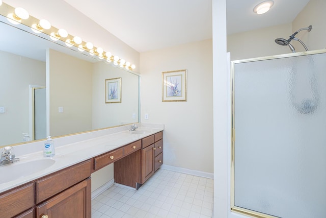 3965 Wyndham Rdg, Lexington, KY 40514 - full bathroom with a shower stall, double vanity, and tile patterned floors