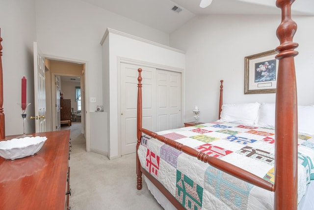 3965 Wyndham Rdg, Lexington, KY 40514 - bedroom featuring light colored carpet, vaulted ceiling, and a closet