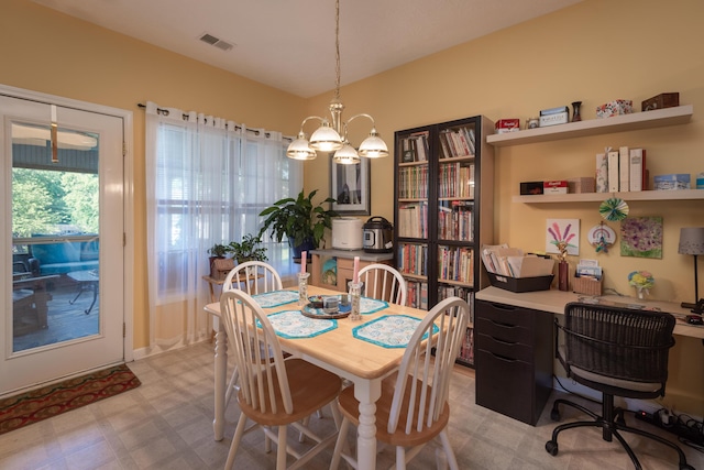 3265 Scottish Trce, Lexington, KY 40509 - dining room with light flooring, a desk, and a chandelier