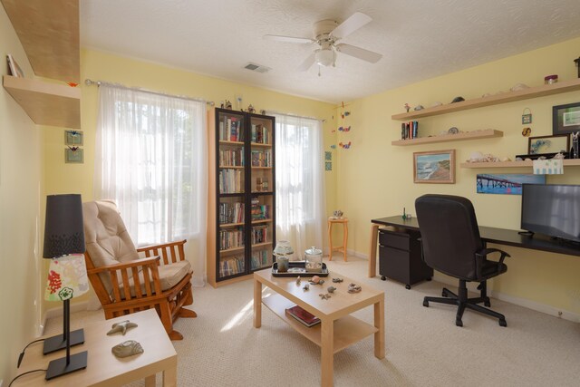 3265 Scottish Trce, Lexington, KY 40509 - carpeted home office featuring a ceiling fan and a textured ceiling
