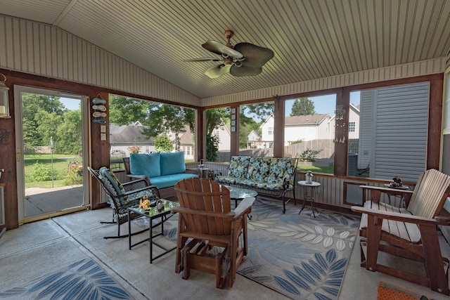 3265 Scottish Trce, Lexington, KY 40509 - sunroom with an outdoor hangout area, vaulted ceiling, and ceiling fan