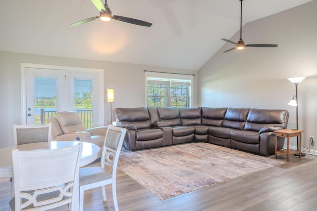 196 Herndon Ln, Berea, KY 40403 - living area with a ceiling fan, wood finished floors, and high vaulted ceiling