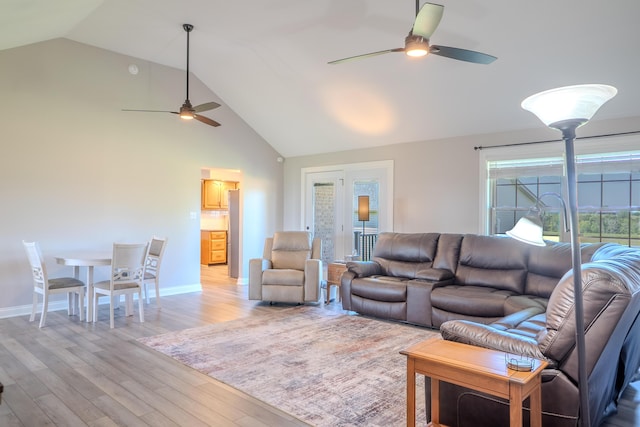 196 Herndon Ln, Berea, KY 40403 - living area featuring a ceiling fan, light wood-style flooring, and high vaulted ceiling