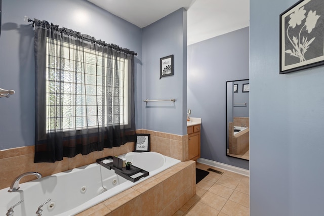 101 Rock Bridge Ct, Georgetown, KY 40324 - bathroom with vanity, a whirlpool tub, and tile patterned flooring