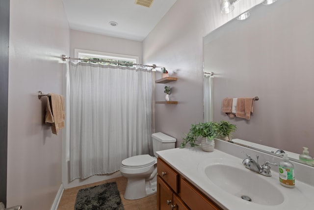 101 Rock Bridge Ct, Georgetown, KY 40324 - bathroom featuring vanity, shower / bath combo, and tile patterned floors