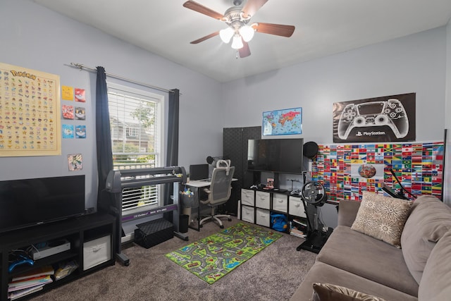 101 Rock Bridge Ct, Georgetown, KY 40324 - carpeted home office featuring a ceiling fan
