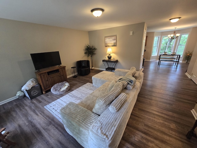10 Thaxted Ln, Middlesboro, KY 40965 - living area featuring a chandelier and dark wood-type flooring