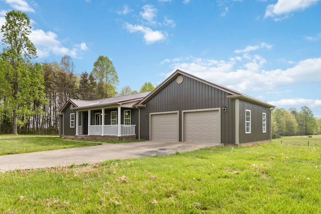 274 Singleton Waynesburg Rd, Eubank, KY 42567 - ranch-style house featuring covered porch, a garage, a front yard, and driveway