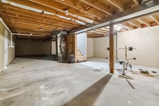 274 Singleton Waynesburg Rd, Eubank, KY 42567 - unfinished basement featuring stairs and heating unit