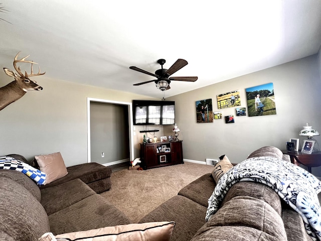 525 Scenic Dr, Harrodsburg, KY 40330 - living room featuring carpet and a ceiling fan