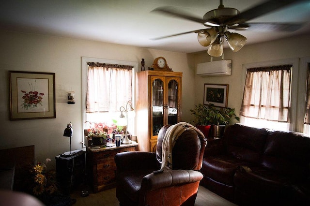 410 Oak St, Georgetown, KY 40324 - living room with an AC wall unit and a ceiling fan