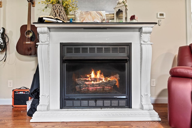 997 Copper Creek Rd, Berea, KY 40403 - detailed view of a lit fireplace and wood finished floors