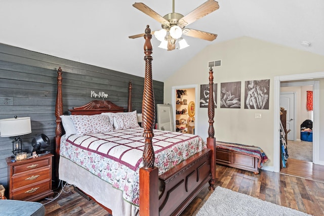 997 Copper Creek Rd, Berea, KY 40403 - bedroom with lofted ceiling, dark wood finished floors, and ceiling fan