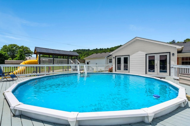997 Copper Creek Rd, Berea, KY 40403 - swimming pool with french doors, a gazebo, and a deck