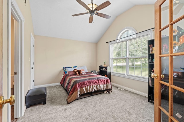 997 Copper Creek Rd, Berea, KY 40403 - carpeted bedroom with vaulted ceiling and a ceiling fan