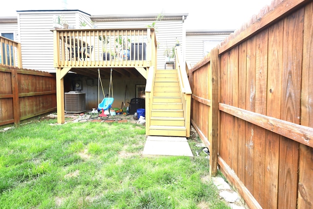 3645 Squire Woods Way, Lexington, KY 40515 - rear view of property with stairway, a deck, and a fenced backyard