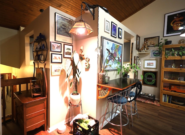 3645 Squire Woods Way, Lexington, KY 40515 - bar area with wood ceiling, lofted ceiling, and wood finished floors