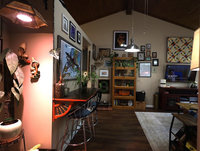 3645 Squire Woods Way, Lexington, KY 40515 - home office featuring wood finished floors, wooden ceiling, and lofted ceiling
