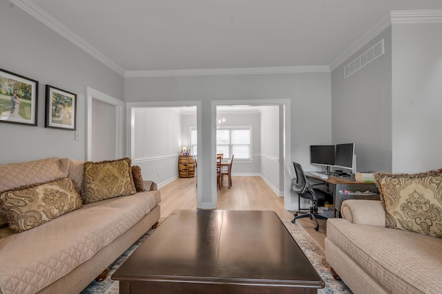 1074 Rockbridge Rd, Lexington, KY 40515 - living area with wood finished floors, ornamental molding, and an office area