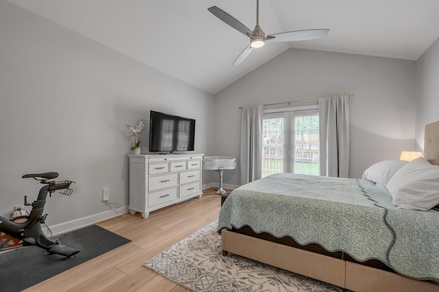 1074 Rockbridge Rd, Lexington, KY 40515 - bedroom featuring light wood finished floors, vaulted ceiling, ceiling fan, and access to outside