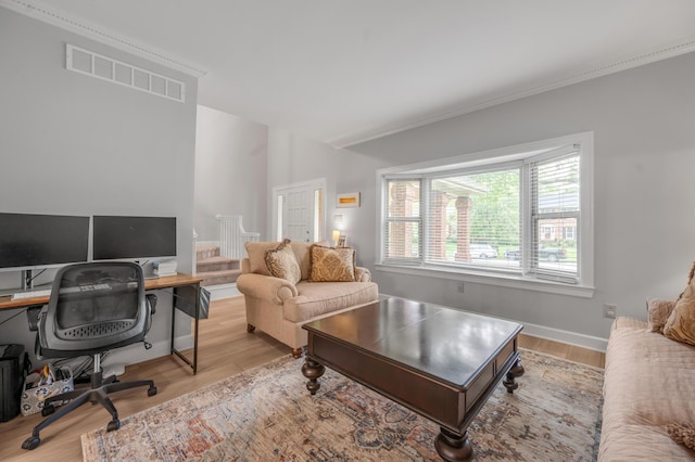 1074 Rockbridge Rd, Lexington, KY 40515 - home office featuring light wood-style floors and ornamental molding