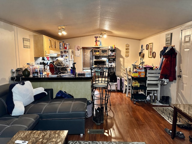 697 Ky 3439, Barbourville, KY 40906 - living room featuring dark wood-style flooring and vaulted ceiling