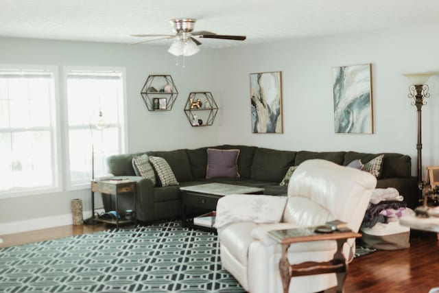 585 Cotton Rd, Corbin, KY 40701 - living area featuring ceiling fan and wood finished floors