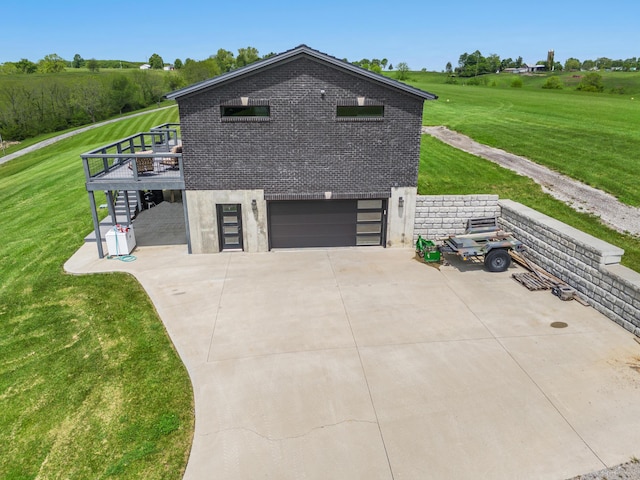 60 Pilots Dream Dr, Dry Ridge, KY 41035 - view of property exterior with a garage, a lawn, driveway, and a deck