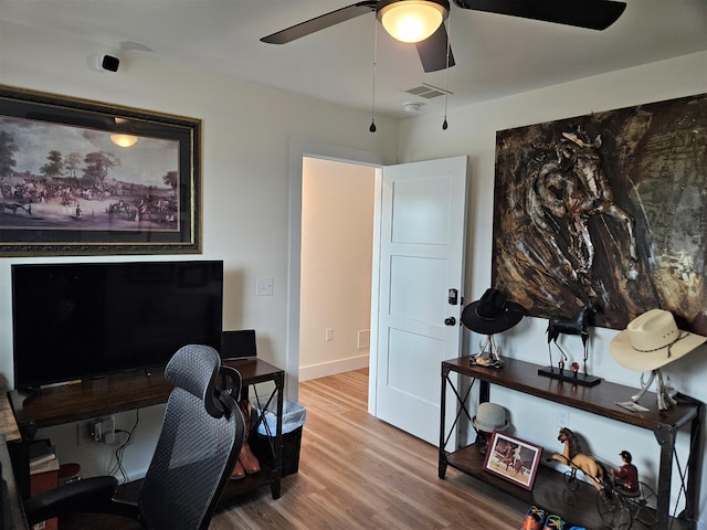 209-211 Wyldwood Way, Berea, KY 40403 - home office featuring a ceiling fan and wood finished floors