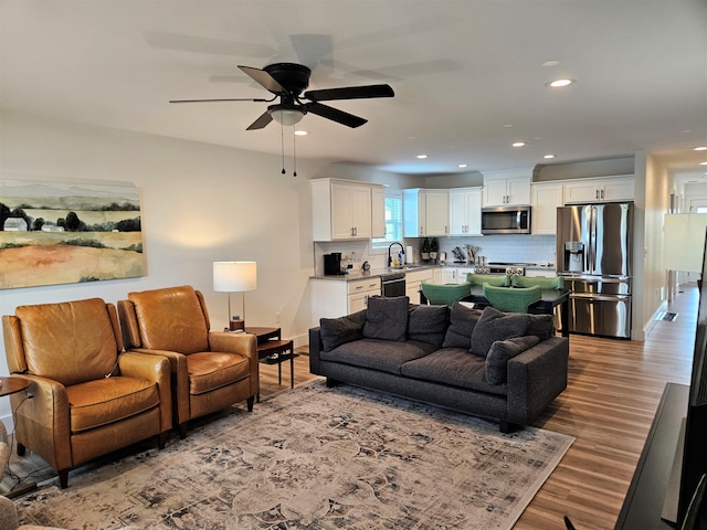 209-211 Wyldwood Way, Berea, KY 40403 - living room with ceiling fan, recessed lighting, and wood finished floors