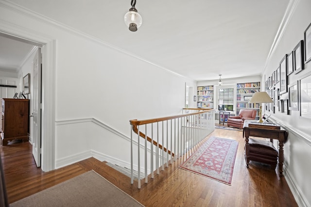 321 S Turner St, Midway, KY 40347 - corridor featuring an upstairs landing, crown molding, and wood finished floors