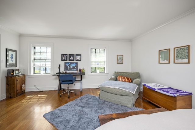 321 S Turner St, Midway, KY 40347 - bedroom featuring crown molding, wood finished floors, multiple windows, and a desk