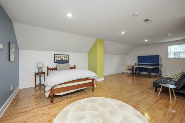 321 S Turner St, Midway, KY 40347 - bedroom with vaulted ceiling, light wood finished floors, and recessed lighting