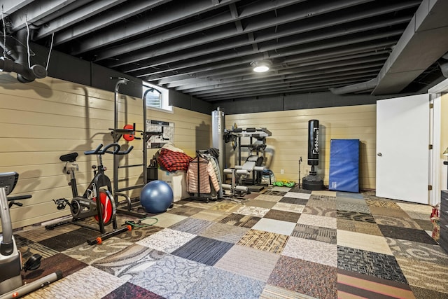 321 S Turner St, Midway, KY 40347 - workout room featuring wood walls