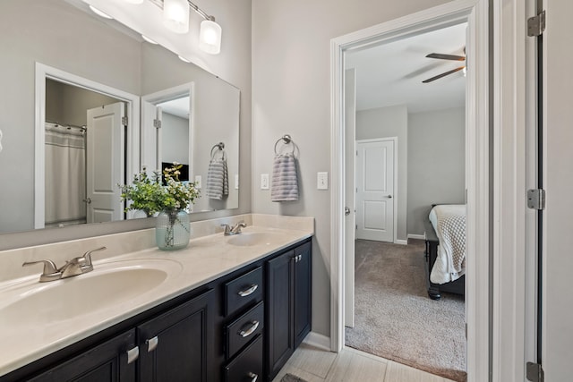 111 Colonial Dr, Versailles, KY 40383 - full bath featuring double vanity, ensuite bathroom, and a ceiling fan