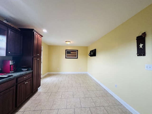 218 Foster Ln, Stanford, KY 40484 - kitchen with dark countertops, light tile patterned floors, and recessed lighting