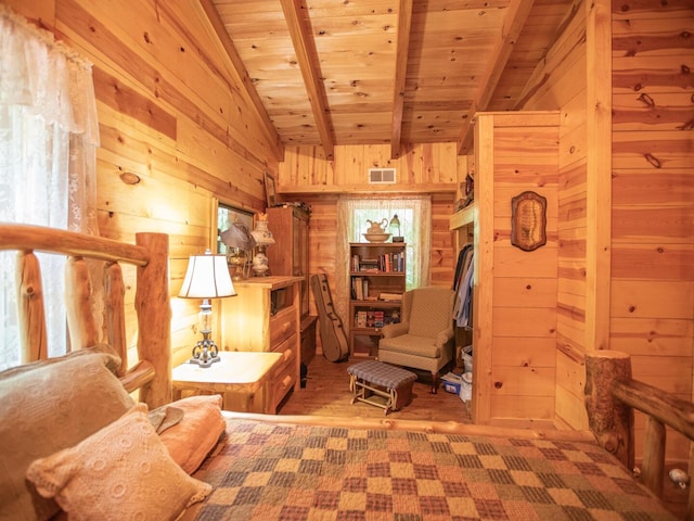 843 Joe Henson Rd, Dunnville, KY 42528 - living area featuring wood ceiling, wooden walls, and wood finished floors
