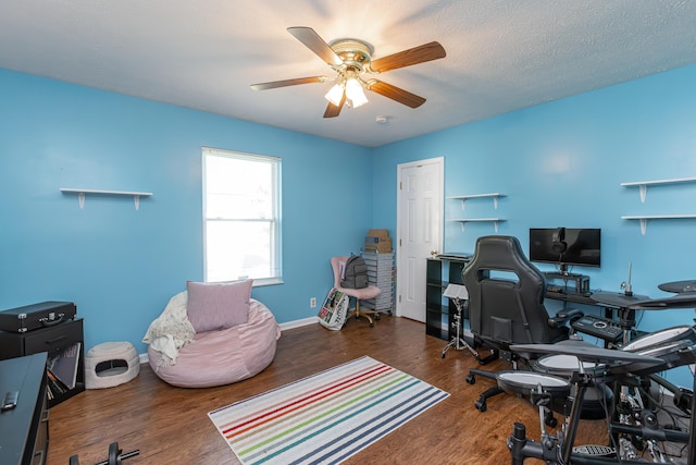 129 Plantation Dr, Lawrenceburg, KY 40342 - office area featuring ceiling fan and wood finished floors