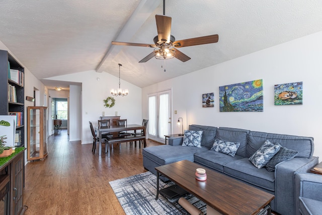 129 Plantation Dr, Lawrenceburg, KY 40342 - living room with wood finished floors, a ceiling fan, a chandelier, and french doors